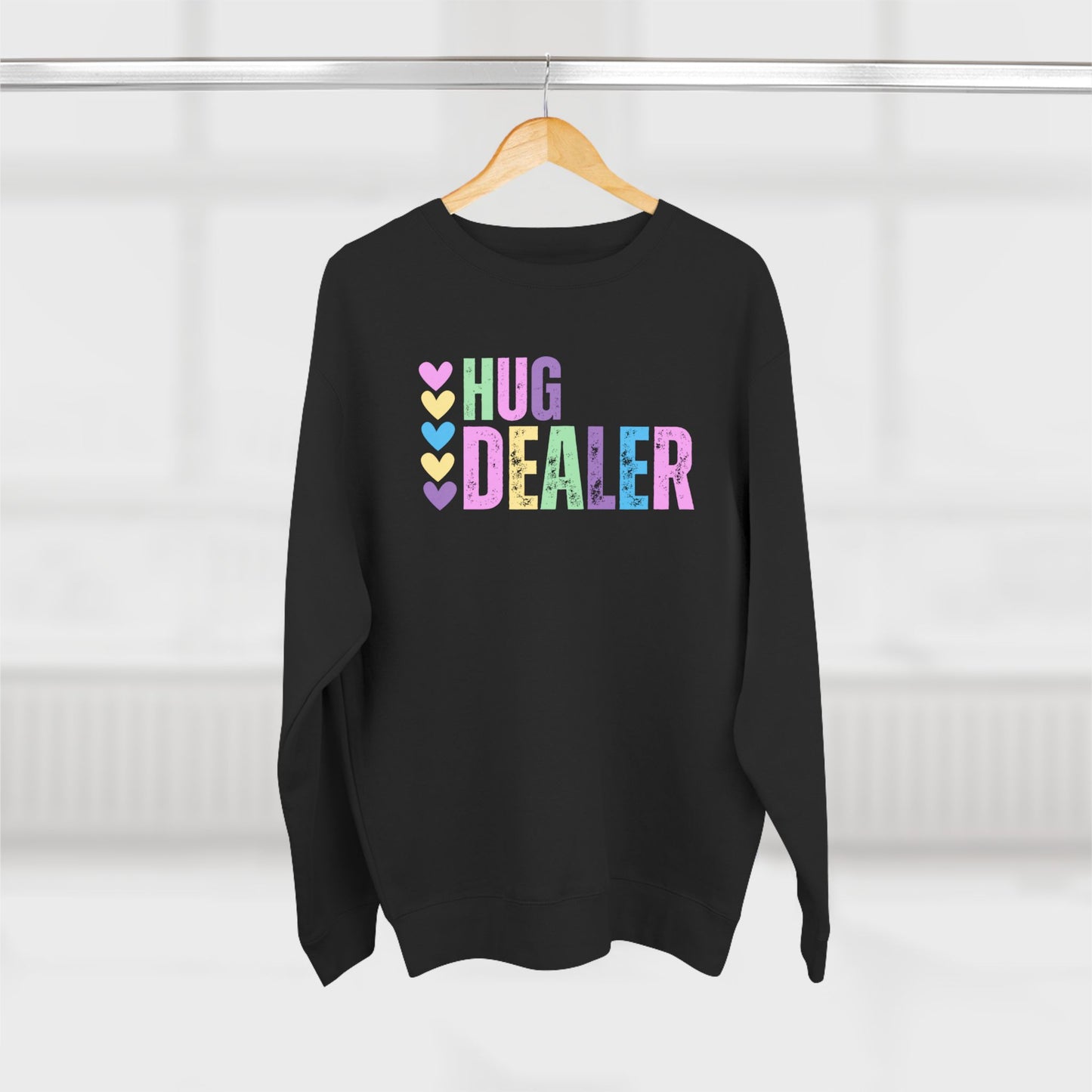 Women's Valentine's Day Graphic Sweatshirt – 'Hug Dealer' Cute and Cozy Pullover – Romantic Gift Idea, Casual Holiday Outfit