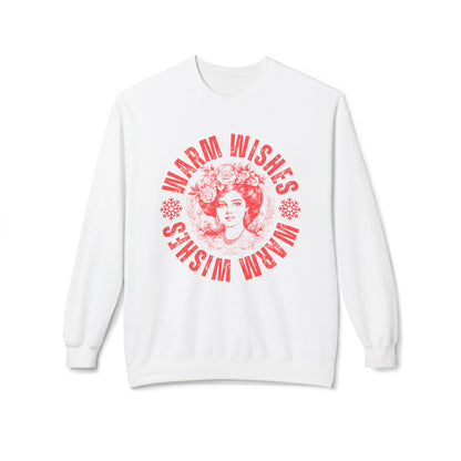 Eddy and Rita Women's Midweight Crewneck Sweatshirt - "Warm Wishes" Snowflake Graphic Pullover