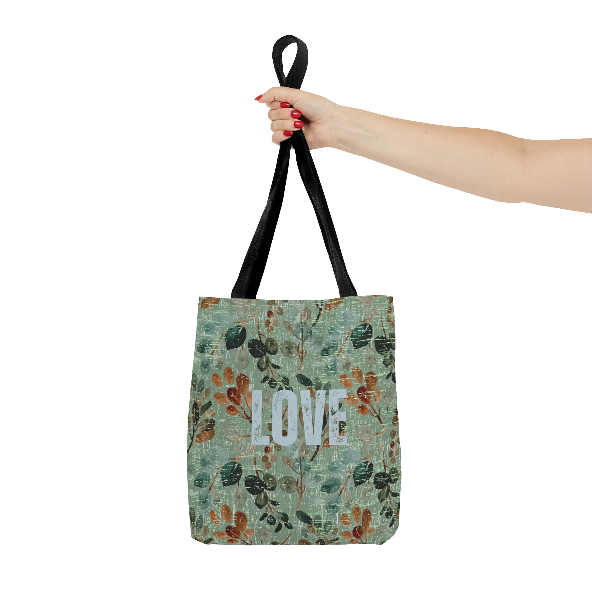 Botanical Love: Women's Small Tote Bag with Green Floral BackgroundBotanical Love: Women's Small Tote Bag with Green Floral Background - Eddy and Rita