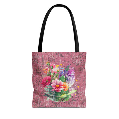 Blooming Rose Elegance: Petite Tote Bag with Stylish Floral Bouquet - Eddy and Rita