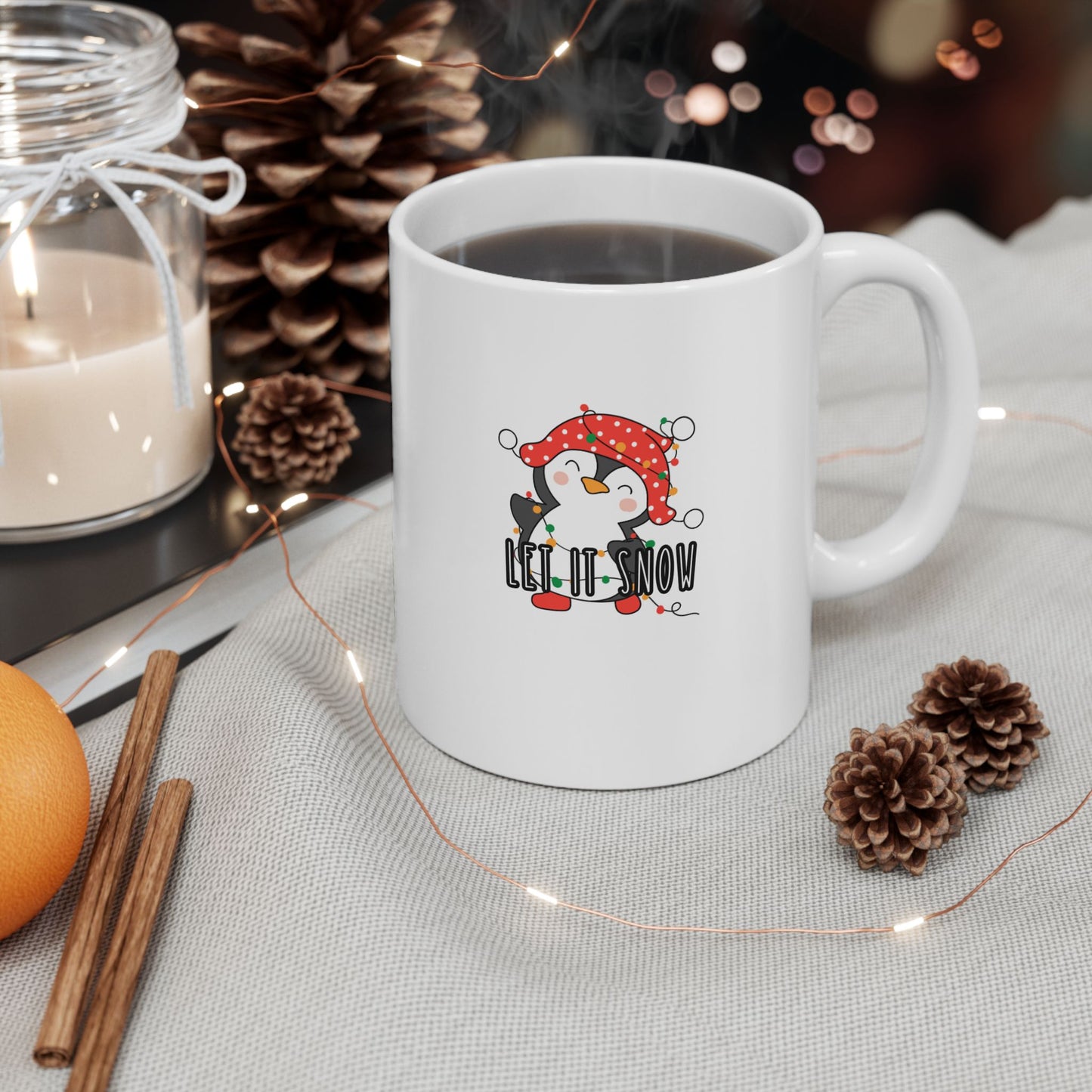 11 oz Ceramic Mug – “Let It Snow” | Cozy and Festive Winter Holiday Coffee Cup