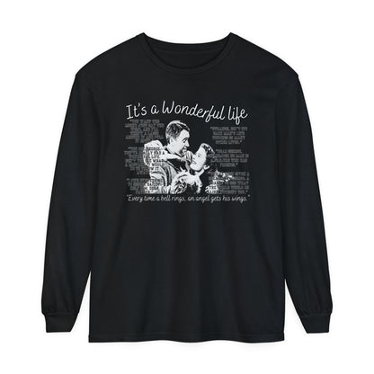 Women's Comfort Colors Long Sleeve Tee: 'It's a Wonderful Life' Christmas Movie Tribute Apparel