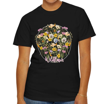 Wildflower Circle Graphic Tee - Beautiful Blooms for Free Spirits Garment-Dyed T-shirt