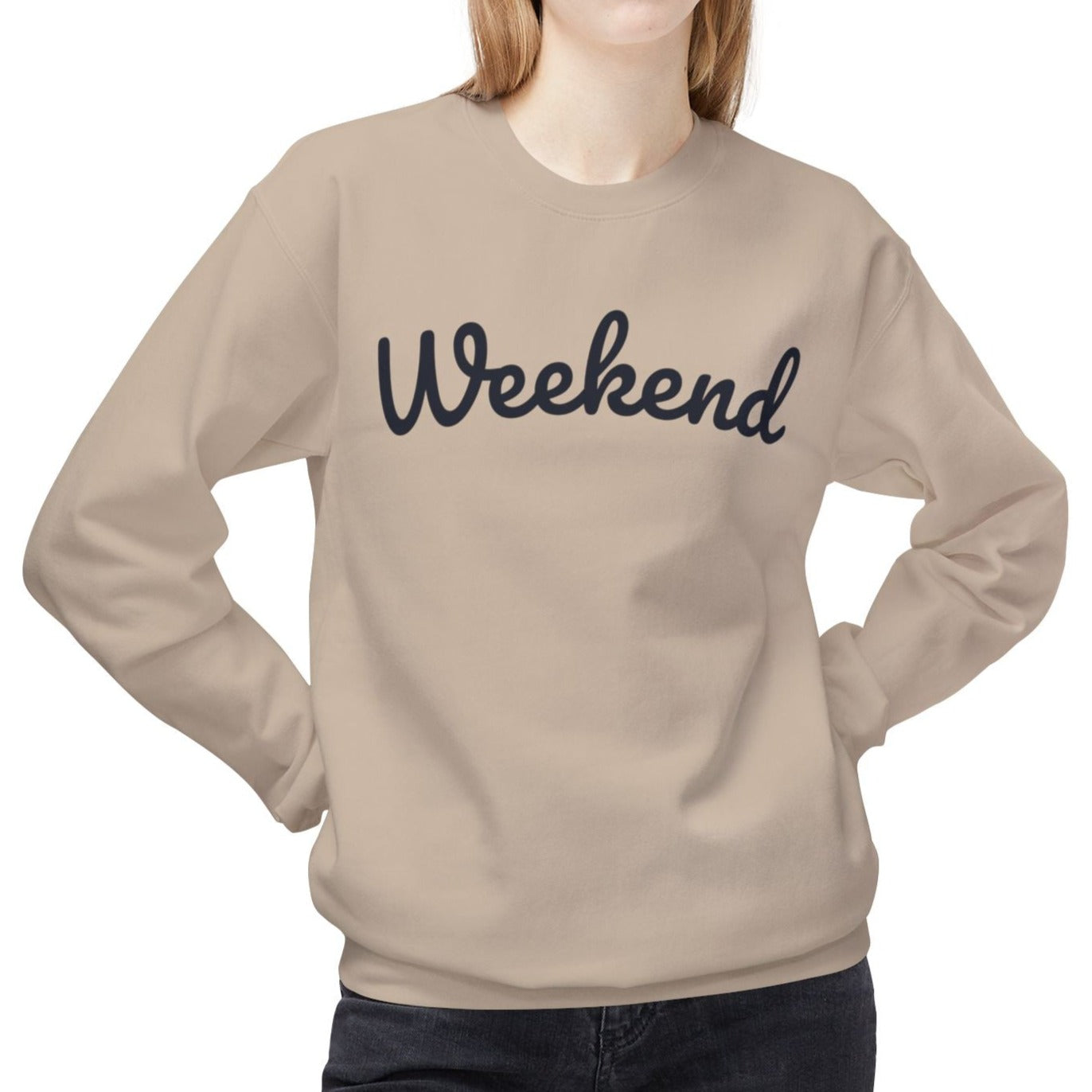 Eddy and Rita Women's Midweight Crewneck Sweatshirt - "Weekend" Graphic Pullover