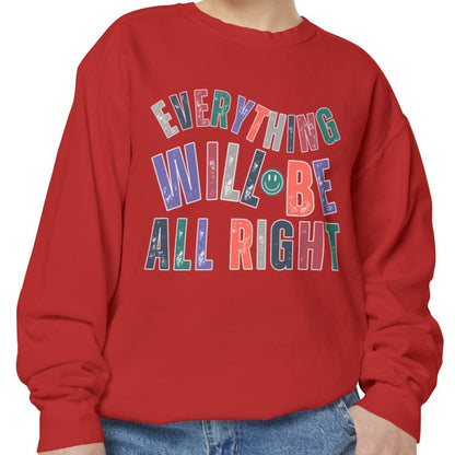 'Everything Will Be All Right' Cozy Comfort Colors Women's Sweatshirt - Eddy and Rita