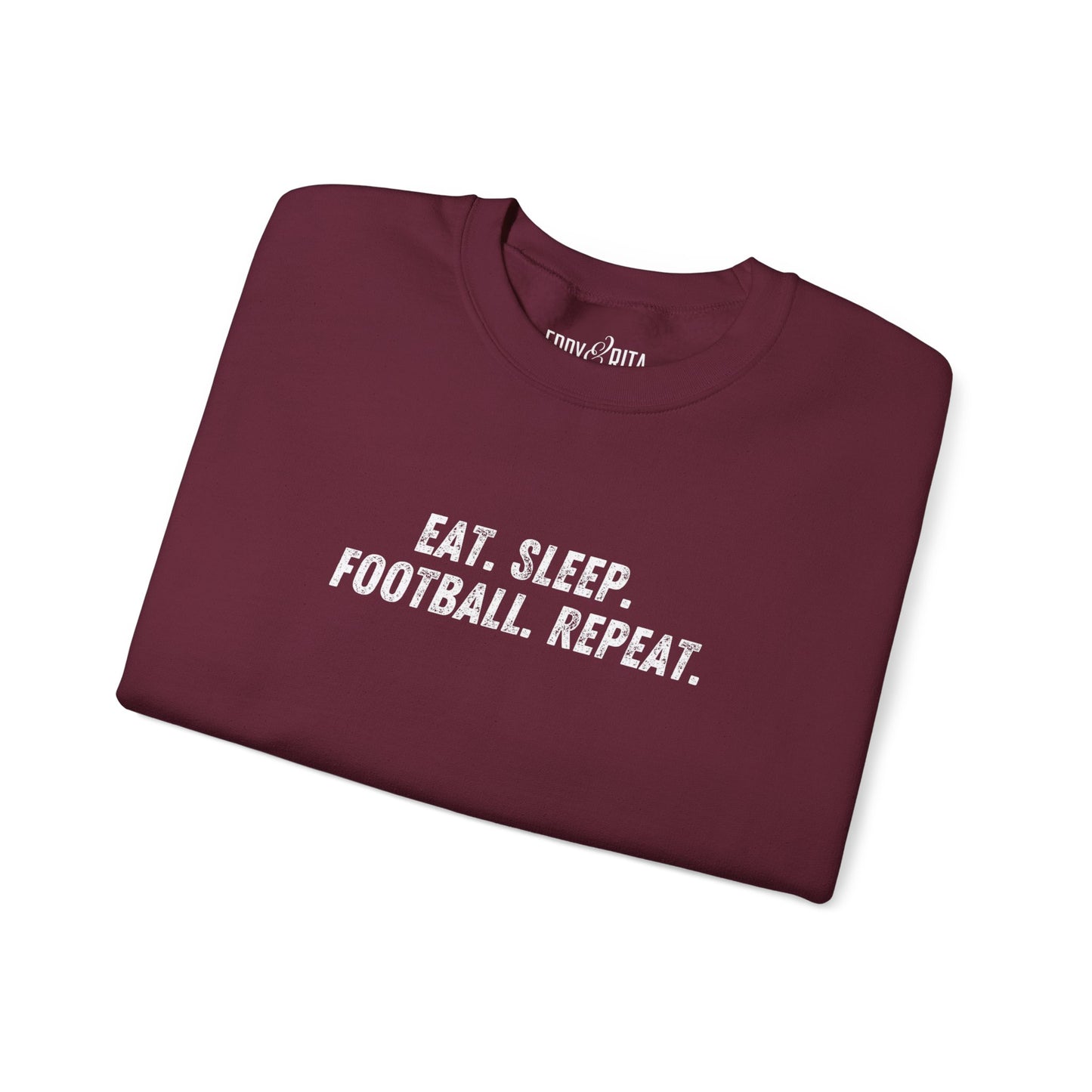 Men's Heavy Sweatshirt – "Eat. Sleep. Football. Repeat." Sports-Themed Graphic Sweatshirt