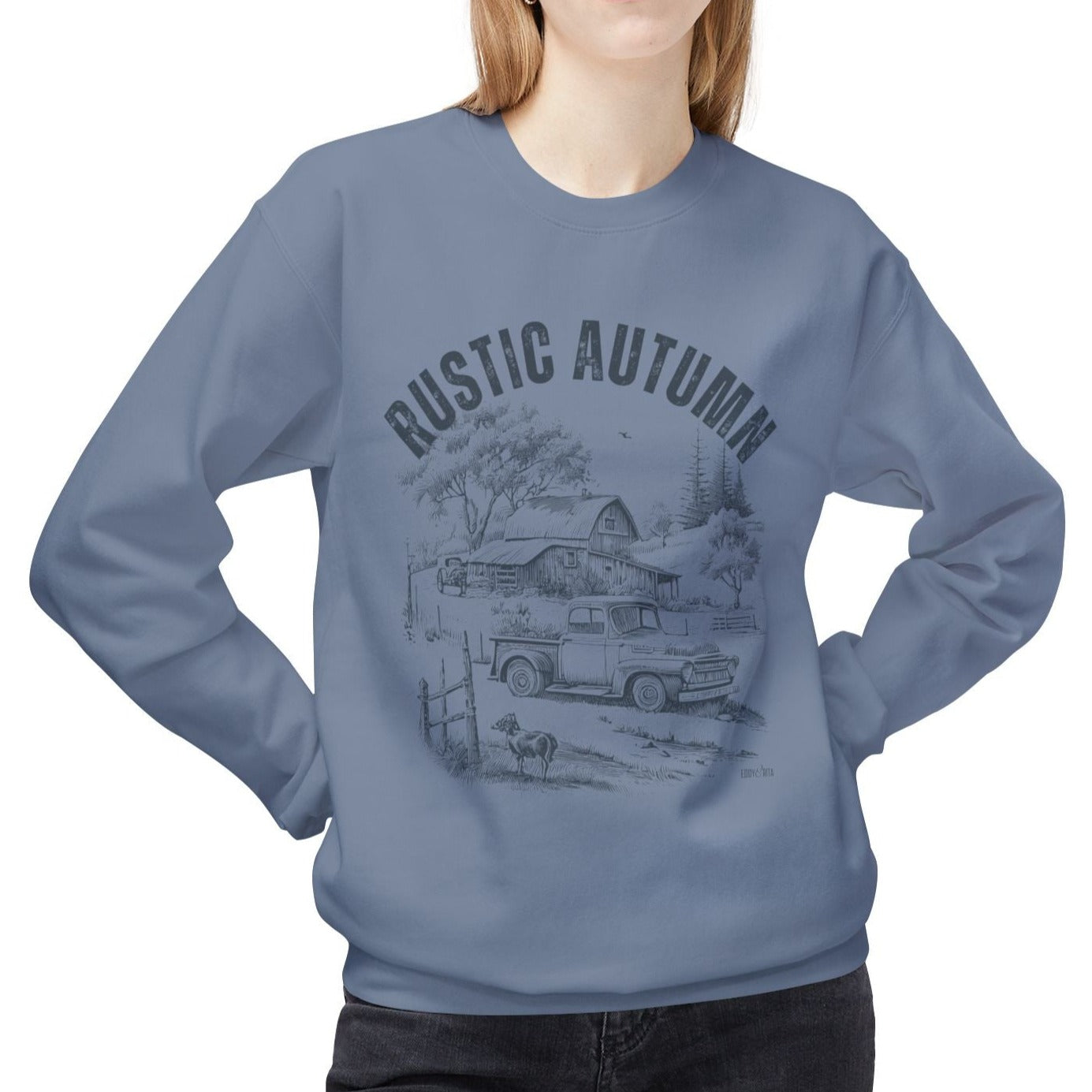 Eddy and Rita Women's Midweight Sweatshirt - "Rustic Autumn" Fall Graphic Pullover