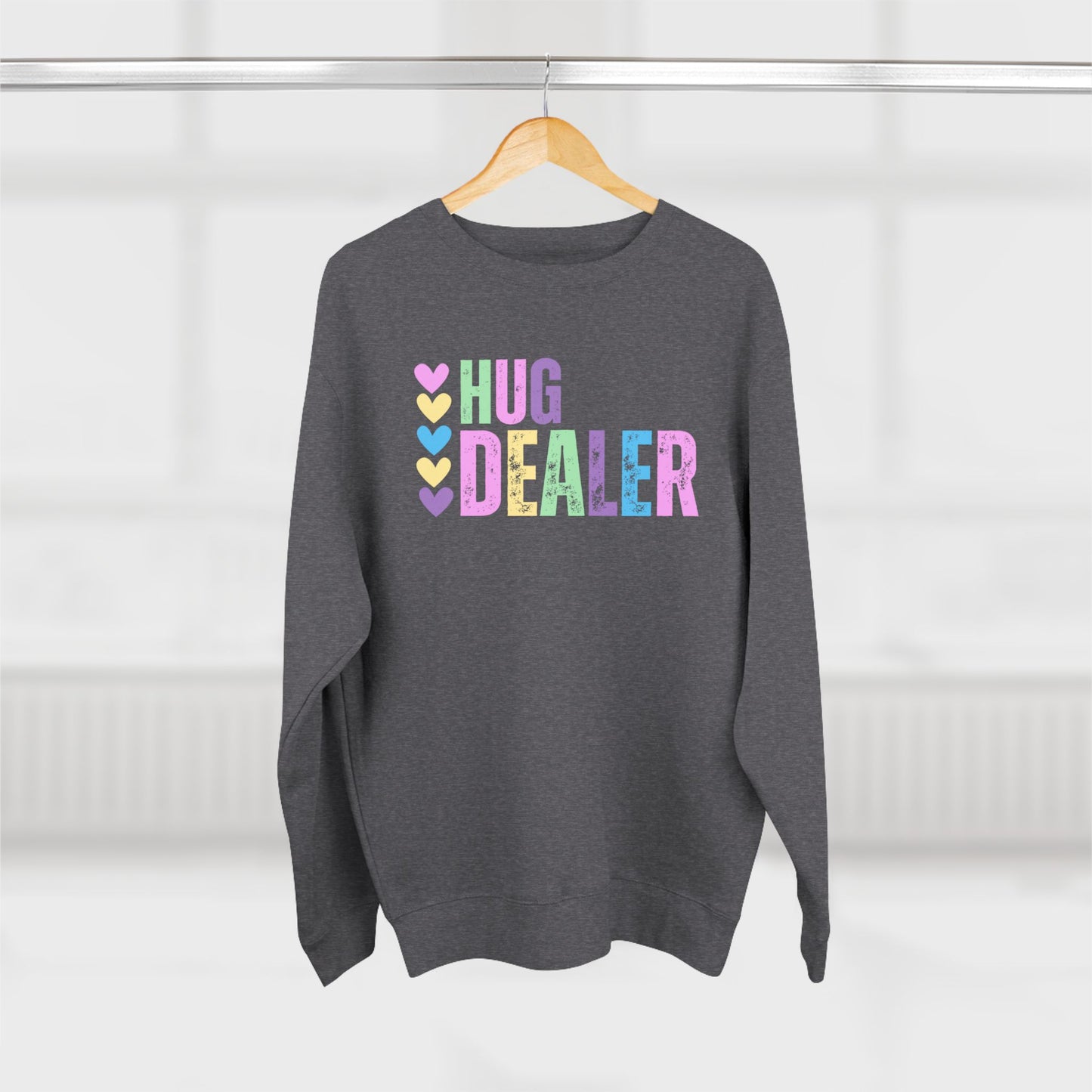 Women's Valentine's Day Graphic Sweatshirt – 'Hug Dealer' Cute and Cozy Pullover – Romantic Gift Idea, Casual Holiday Outfit