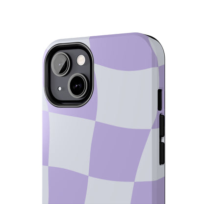 Light Purple Checked Smiley Face Cell Phone Case - Cheerful and Stylish Protective Cover