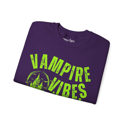 Eddy and Rita Women's Heavy Crewneck Sweatshirt - "Vampire Vibes" Halloween Graphic Pullover