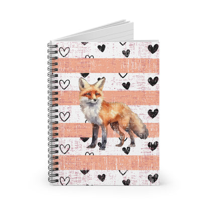 Foxy Whimsy: Ruled Spiral Notebook with Decorative Fox Cover Design - Eddy and Rita