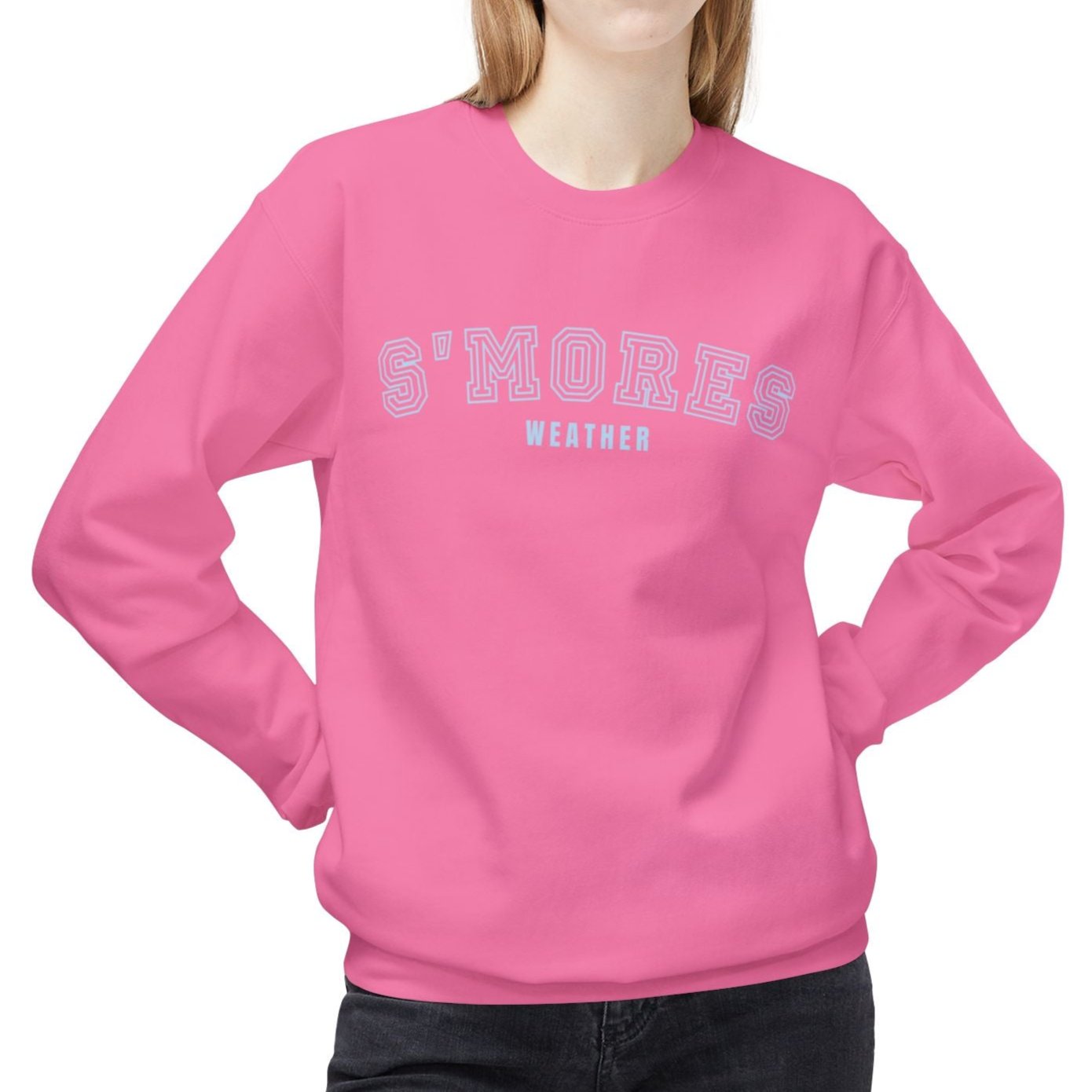 Women's Midweight Sweatshirt – "S'mores Weather" Cozy Graphic Sweatshirt