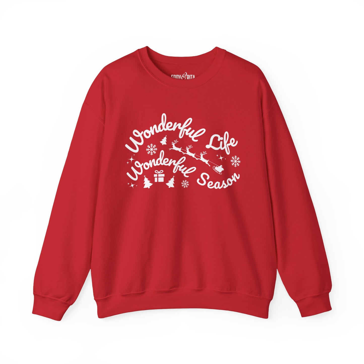 Women's Heavy Sweatshirt – "Wonderful Life Wonderful Season" Inspirational Holiday Graphic Sweatshirt