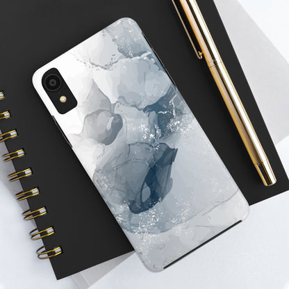 Gray and White Marble Pattern Cell Phone Case - Elegant and Sleek Device Cover