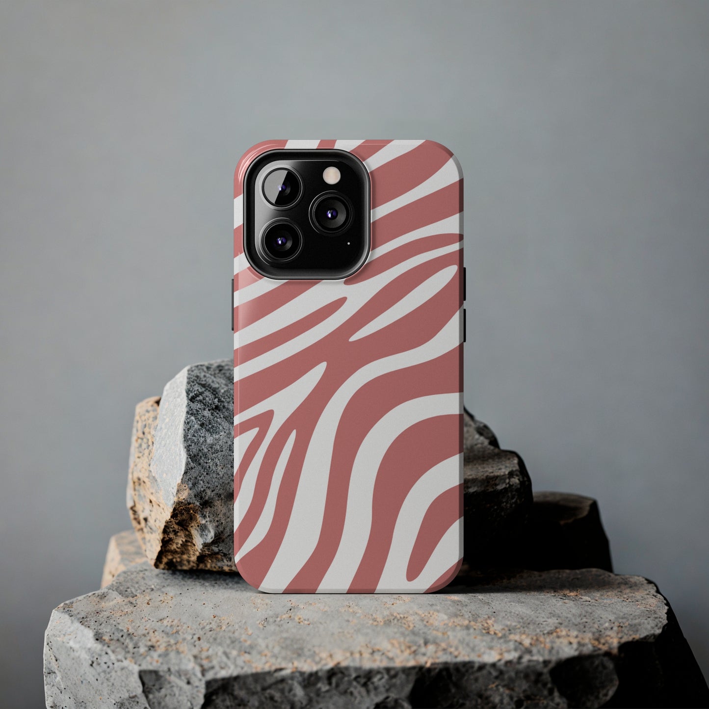 Pink and White Zebra Stripes iPhone Case - Stylish and Protective Cover for Your Device