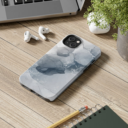 Gray and White Marble Pattern Cell Phone Case - Elegant and Sleek Device Cover