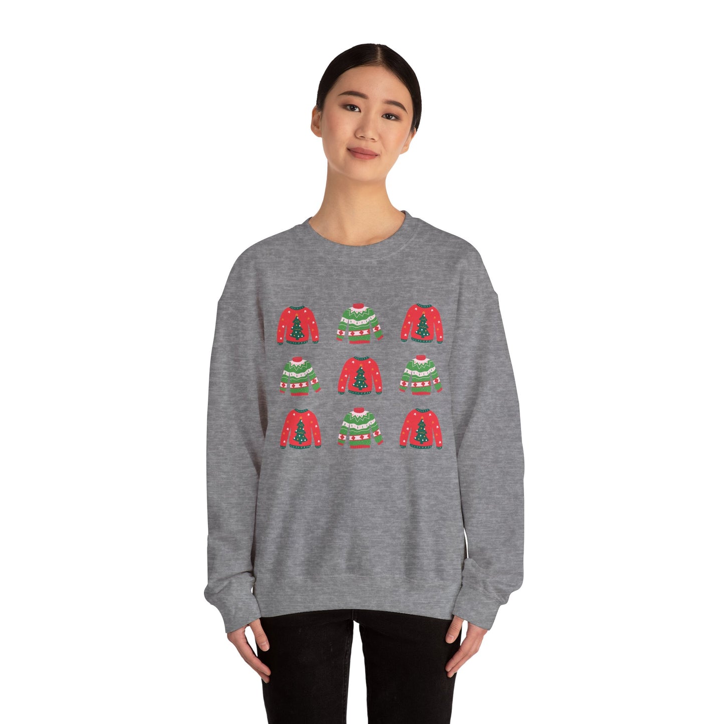 Women's Heavy Sweatshirt – "Festive Christmas Sweaters" Fun Holiday Graphic Sweatshirt