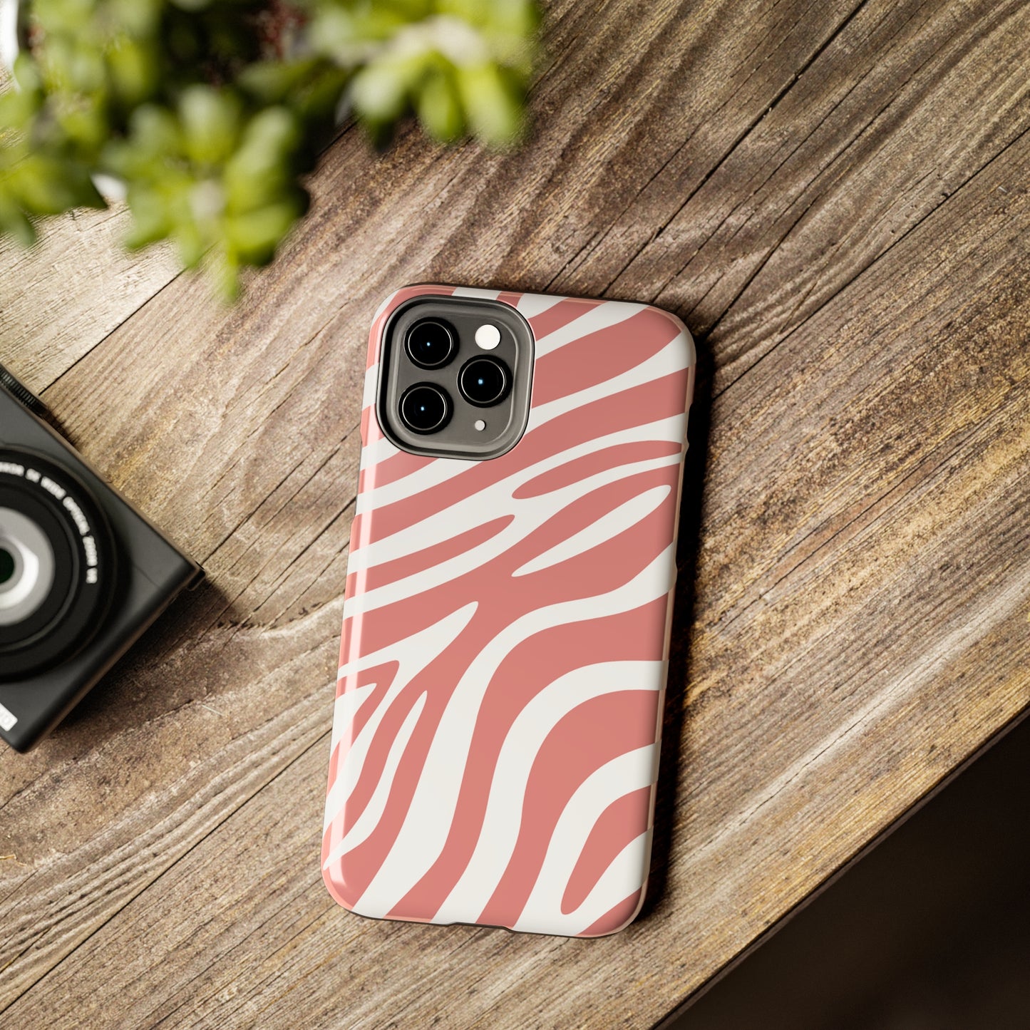 Pink and White Zebra Stripes iPhone Case - Stylish and Protective Cover for Your Device