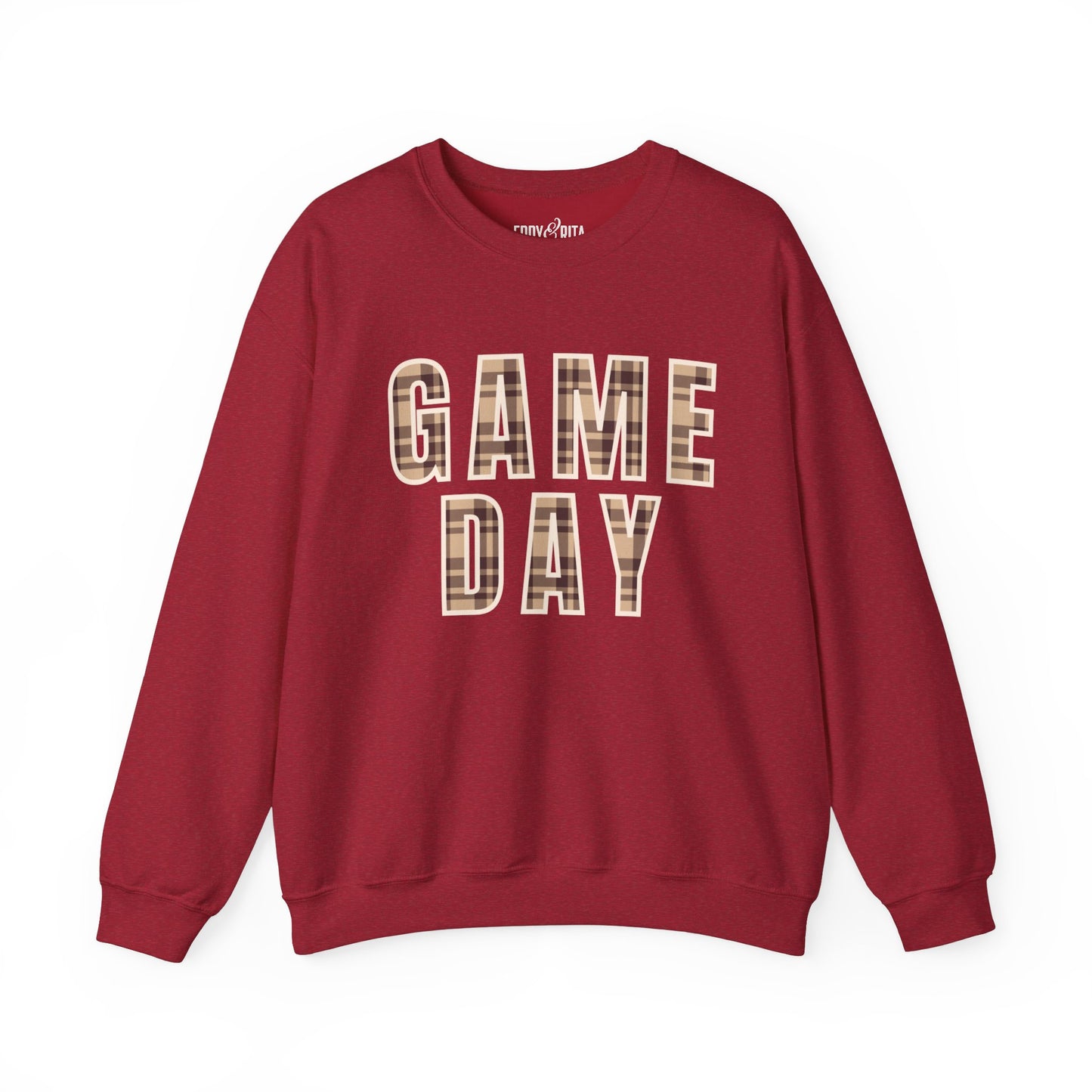 Women’s Heavy Sweatshirt – Game Day Plaid Print Design | Stylish Sports Fan Apparel