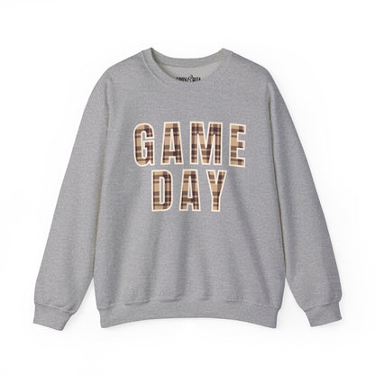 Women’s Heavy Sweatshirt – Game Day Plaid Print Design | Stylish Sports Fan Apparel