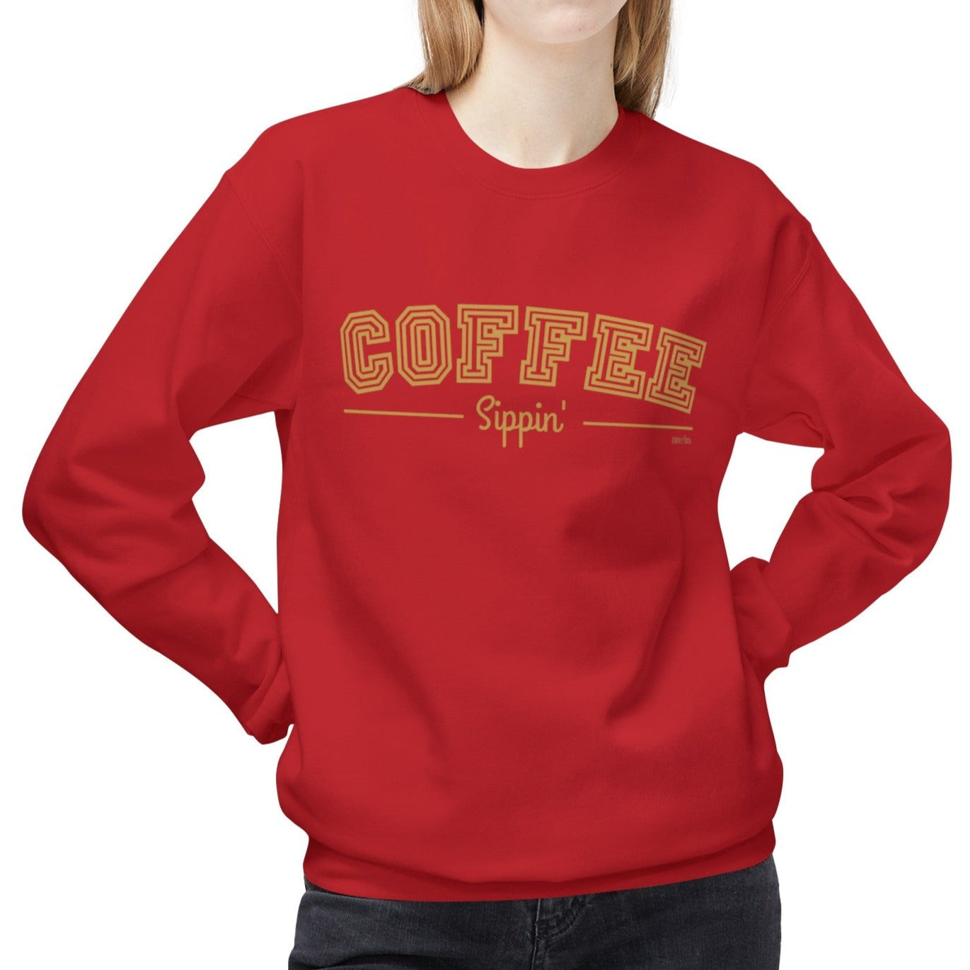 Eddy and Rita Women's Midweight Crewneck Sweatshirt - Coffee Sippin' Cozy Graphic Pullover