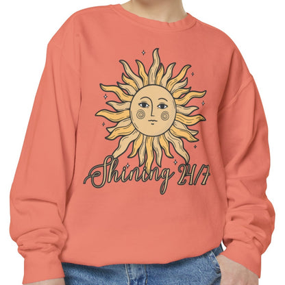 Shining 24/7 Women's Comfort Colors Sweatshirt - Cozy and Radiant - Eddy and Rita