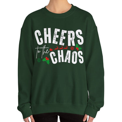 Women's Heavy Sweatshirt – "Cheers to the Chaos" Fun and Playful Winter Graphic Sweatshirt