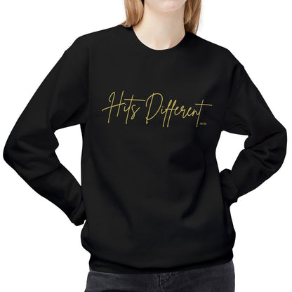 Eddy and Rita Women's Midweight Crewneck Sweatshirt - "Hits Different" Trendy Graphic Pullover