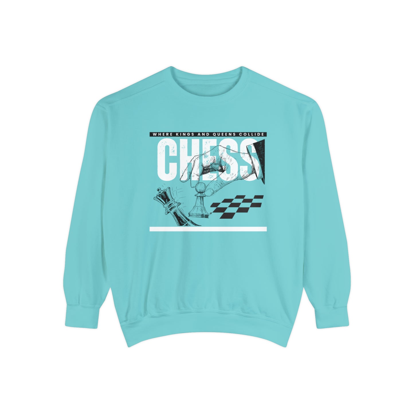 Chess, Where Kings and Queens Collide Strategic Comfort Colors Men's Sweatshirt - Eddy and Rita