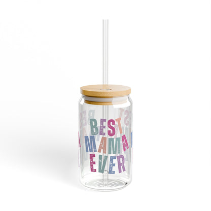 Best Mama Ever 16 oz Sipper Glass with Lid - Eddy and Rita