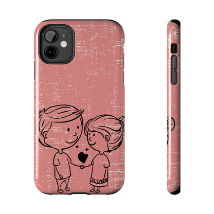 Romantic Couple Holding Hands Line Drawing Cell Phone Case - Rose Colored Love Cover