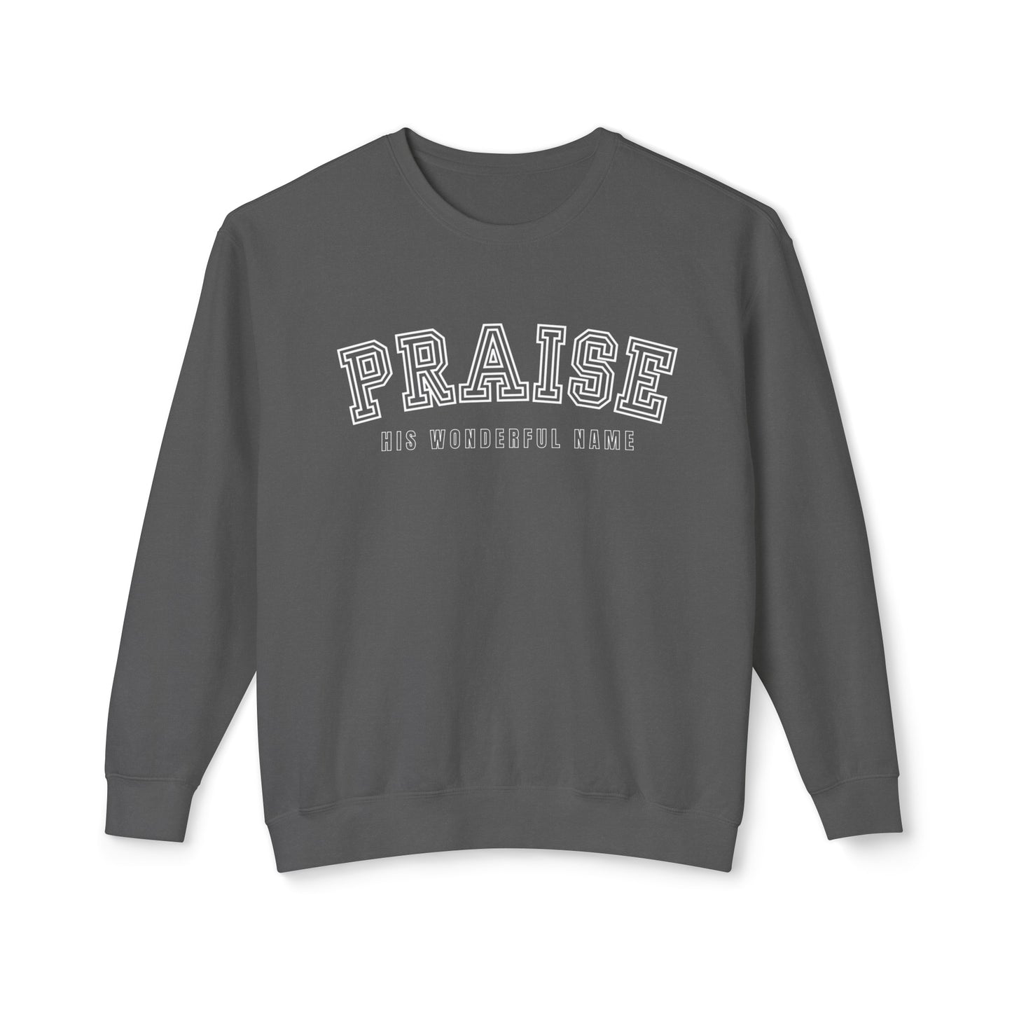 Eddy and Rita Women's Comfort Colors Lightweight Sweatshirt - "Praise His Wonderful Name" Graphic Pullover for Faithful Souls