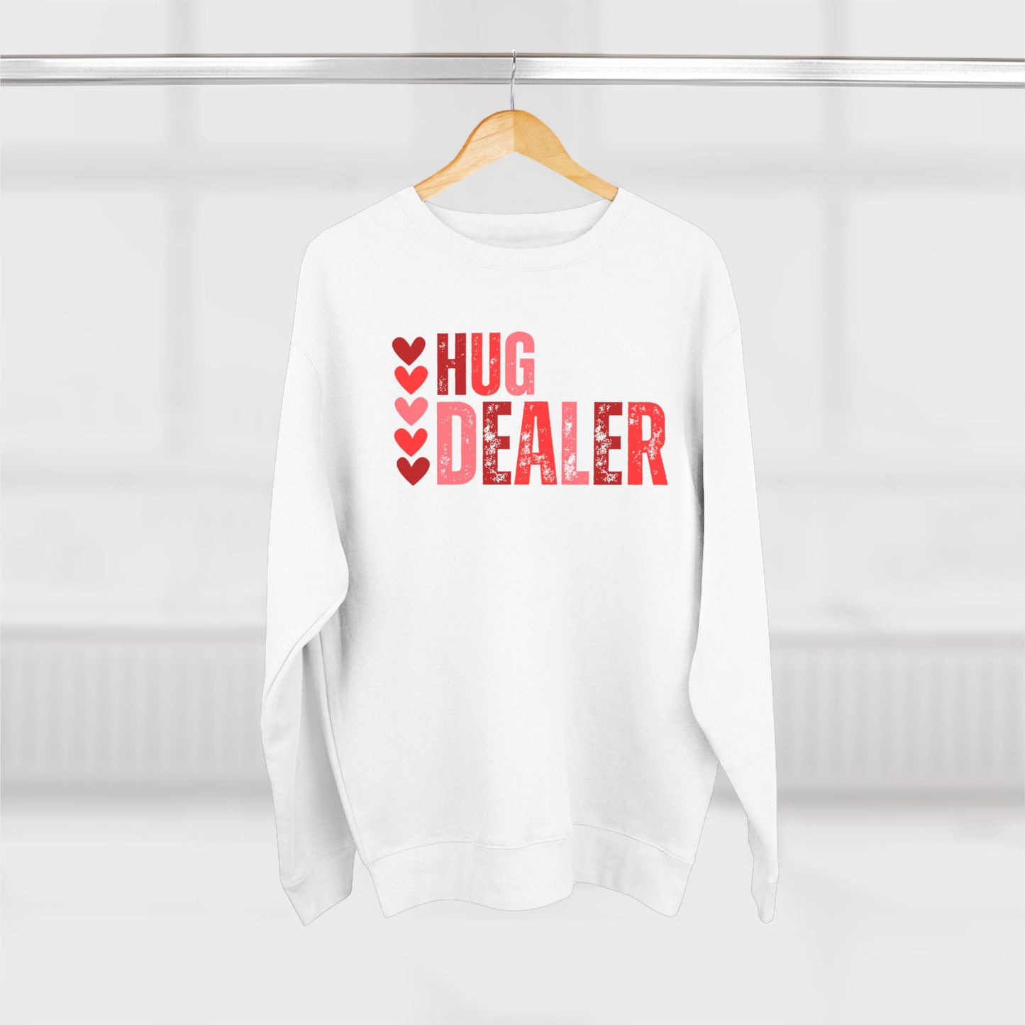 Women's Valentine's Day Graphic Sweatshirt – 'Hug Dealer' Cute and Cozy Pullover – Romantic Gift Idea, Casual Holiday Outfit