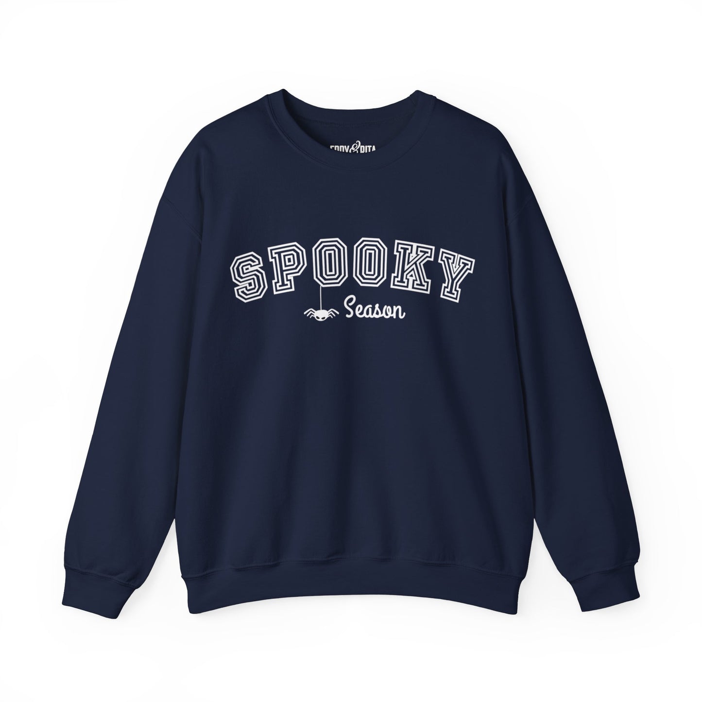 Eddy and Rita Women's Heavy Crewneck Sweatshirt - "Spooky Season" Halloween Graphic Pullover