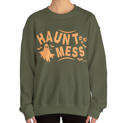 Eddy and Rita Women's Heavy Crewneck Sweatshirt - "Haunt Mess" Halloween Graphic Pullover