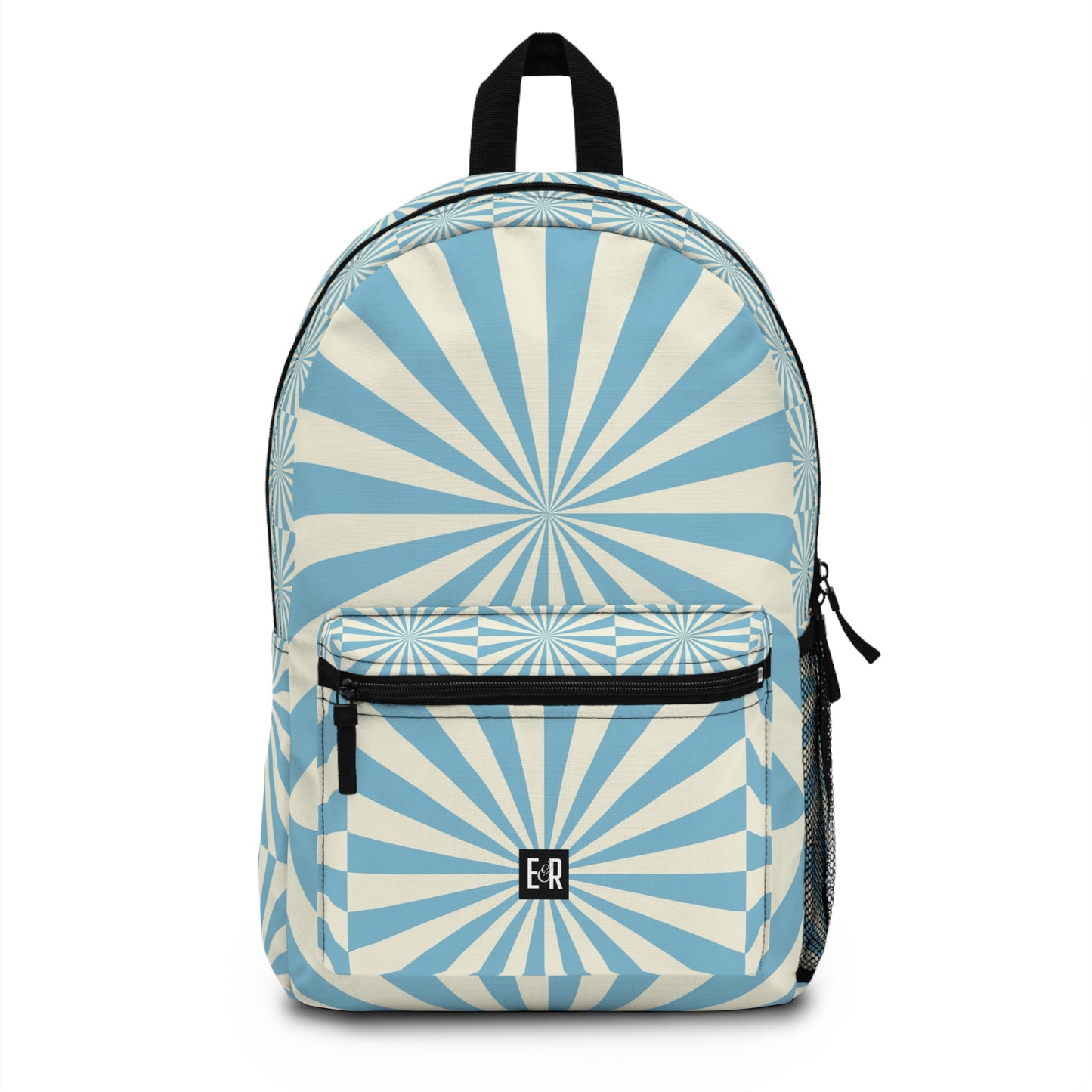 Eddy and Rita Women's Blue and White Geometric Starburst Backpack - Premium Designer Bag