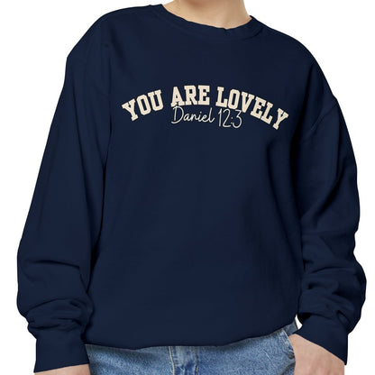 Women's Comfort Colors Sweatshirt with 'You Are Lovely' Inspired by Daniel 12:3 - Eddy and Rita