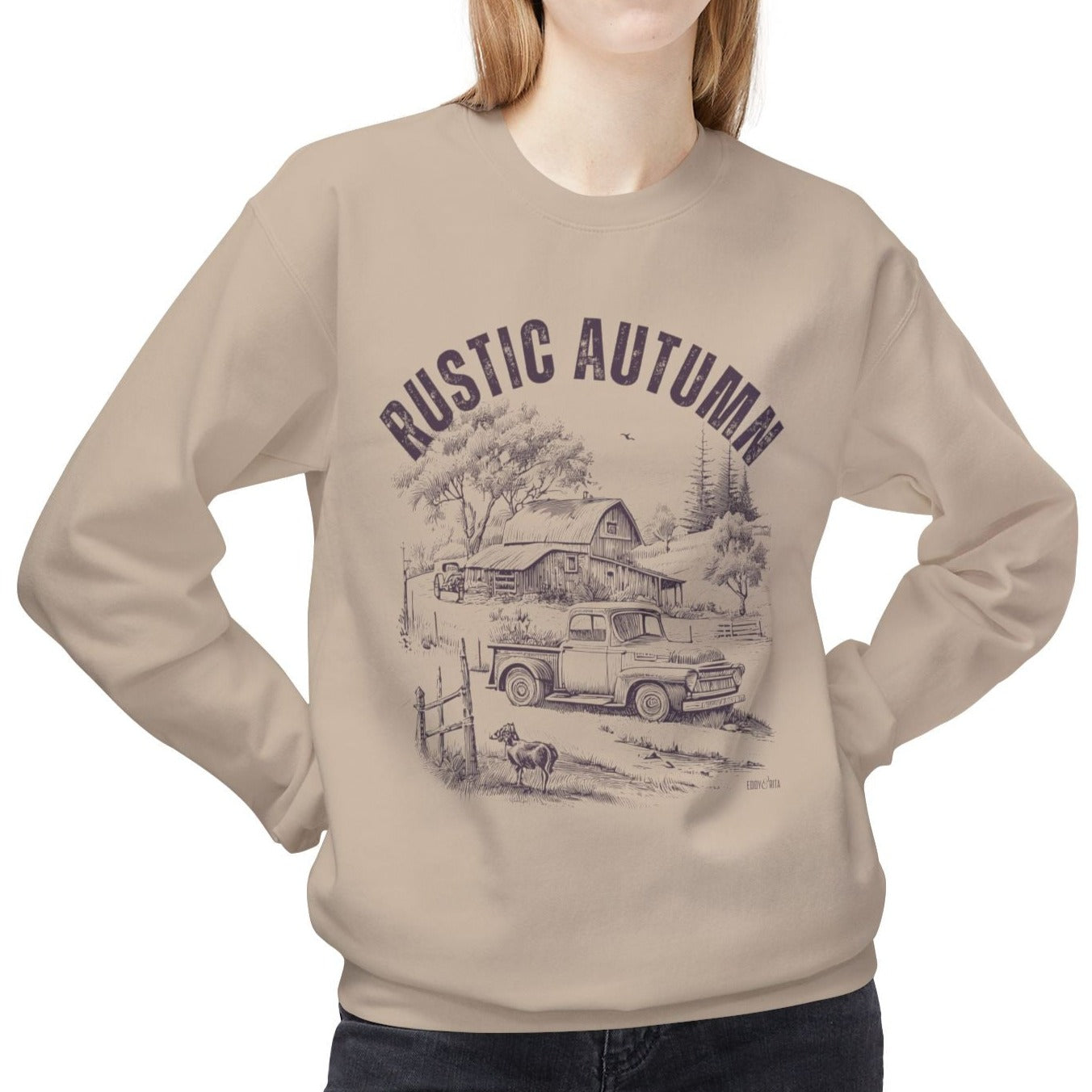 Eddy and Rita Women's Midweight Sweatshirt - "Rustic Autumn" Fall Graphic Pullover