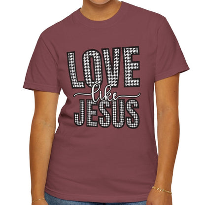 Love Like Jesus Houndstooth Tee - Women's Comfort Colors Short Sleeve T-shirt - Eddy and Rita