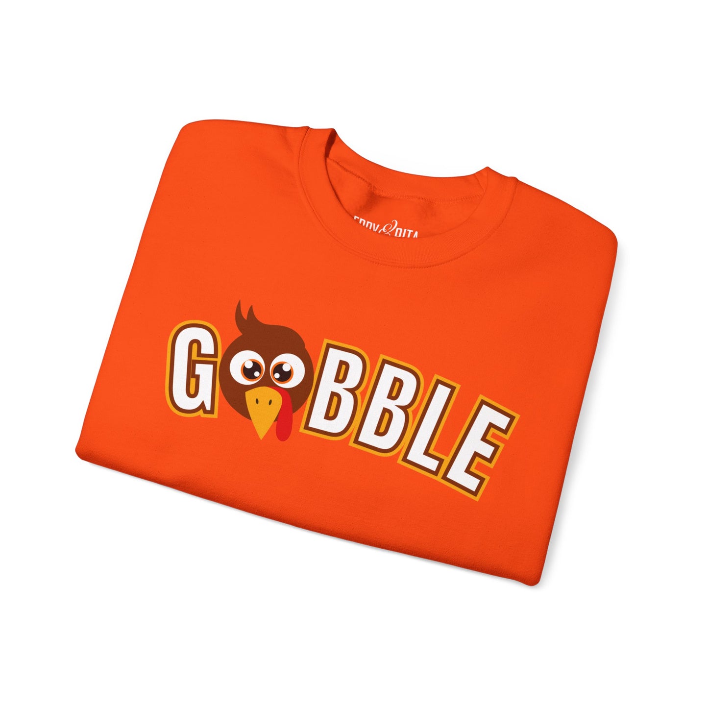 Women's Heavy Sweatshirt – "Gobble, Gobble, Gobble" Fun Thanksgiving Graphic Sweatshirt