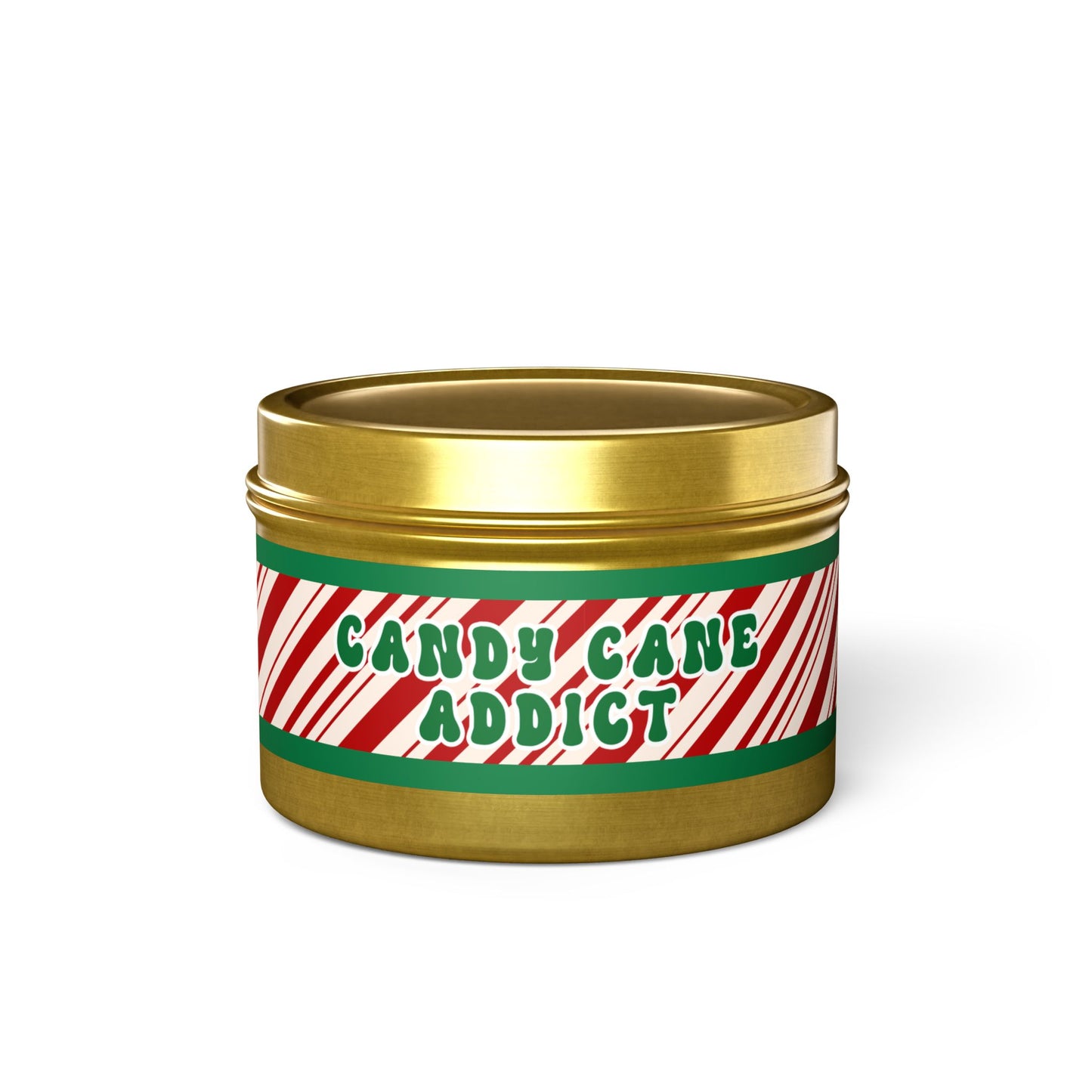 Coffee Scented Tin Candle – 4 oz | “Candy Cane Addict” Holiday Design | Perfect Festive Stocking Stuffer Gift