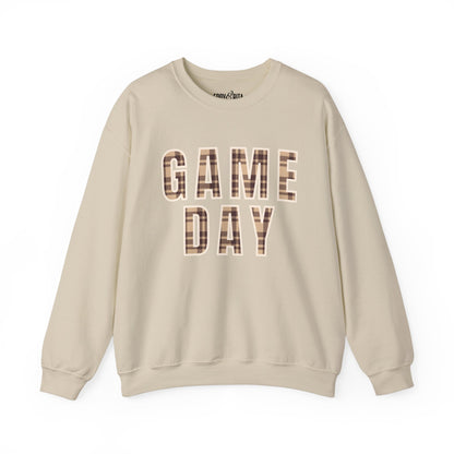 Women’s Heavy Sweatshirt – Game Day Plaid Print Design | Stylish Sports Fan Apparel