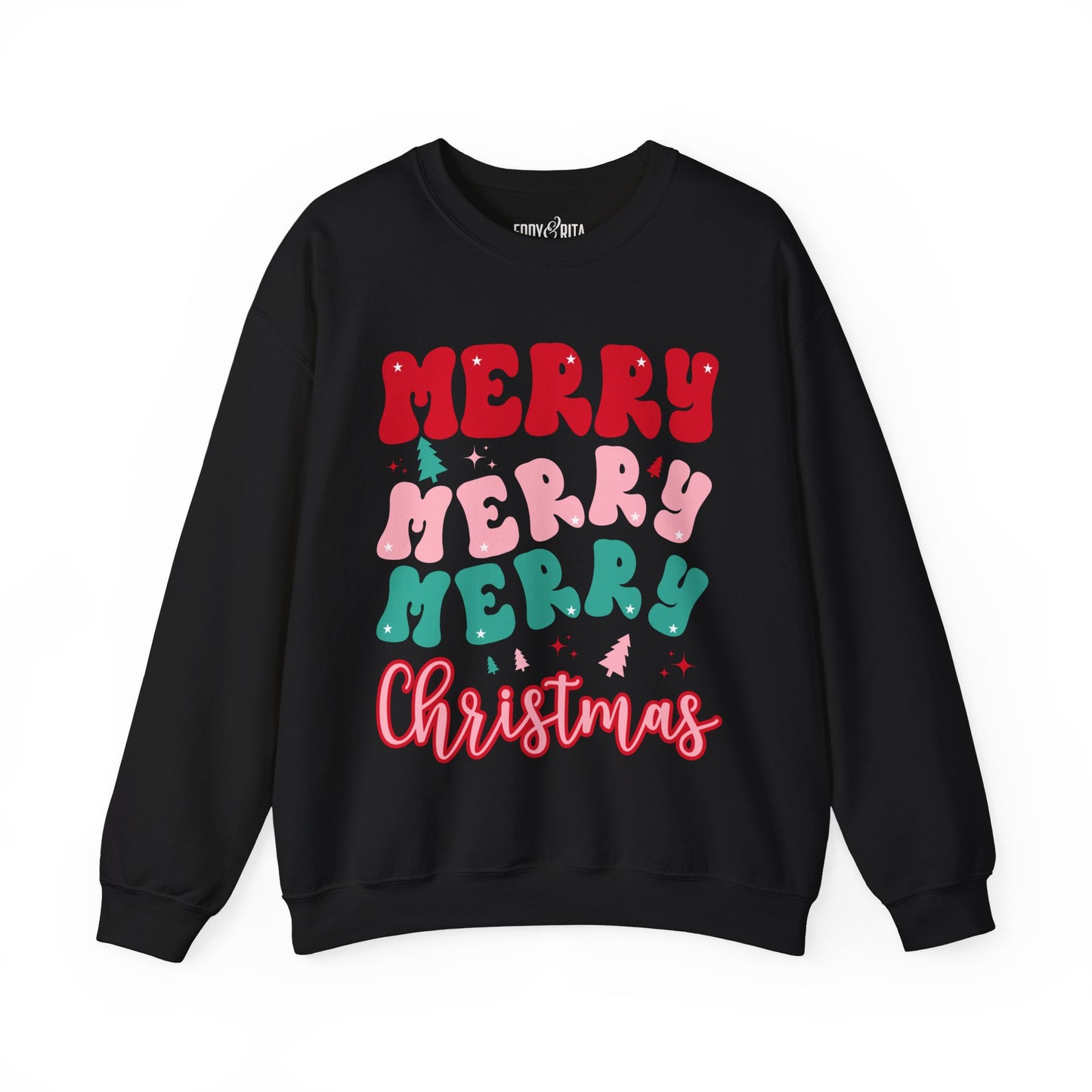 Women's Heavy Sweatshirt – "Merry Merry Merry Christmas" Festive Holiday Graphic Sweatshirt