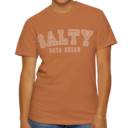 Eddy and Rita Women's Comfort Colors T-Shirt - "Salty Days Ahead" Beach Graphic Tee