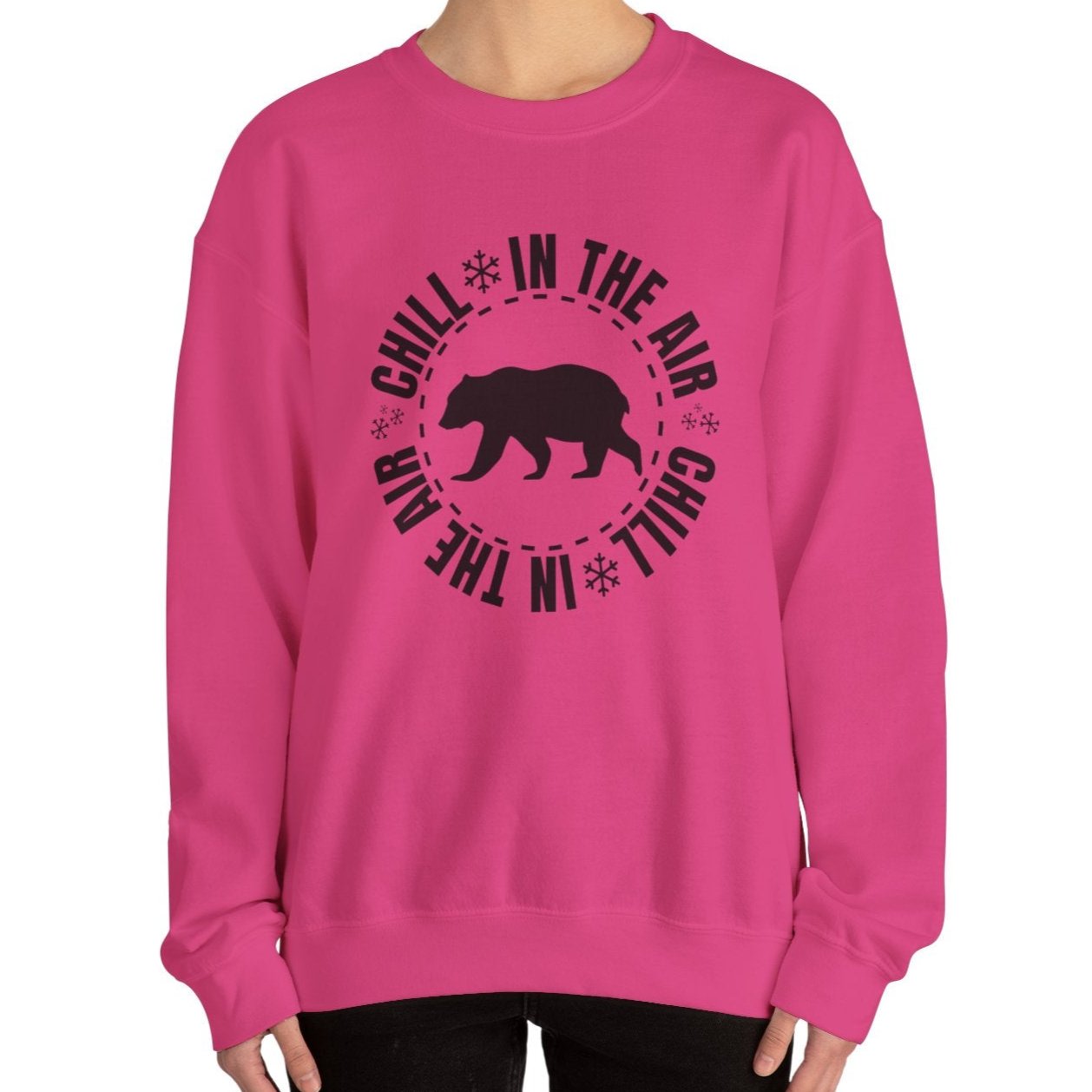 Women's Heavy Sweatshirt – "Chill In The Air Bear" Cozy Winter Graphic Sweatshirt