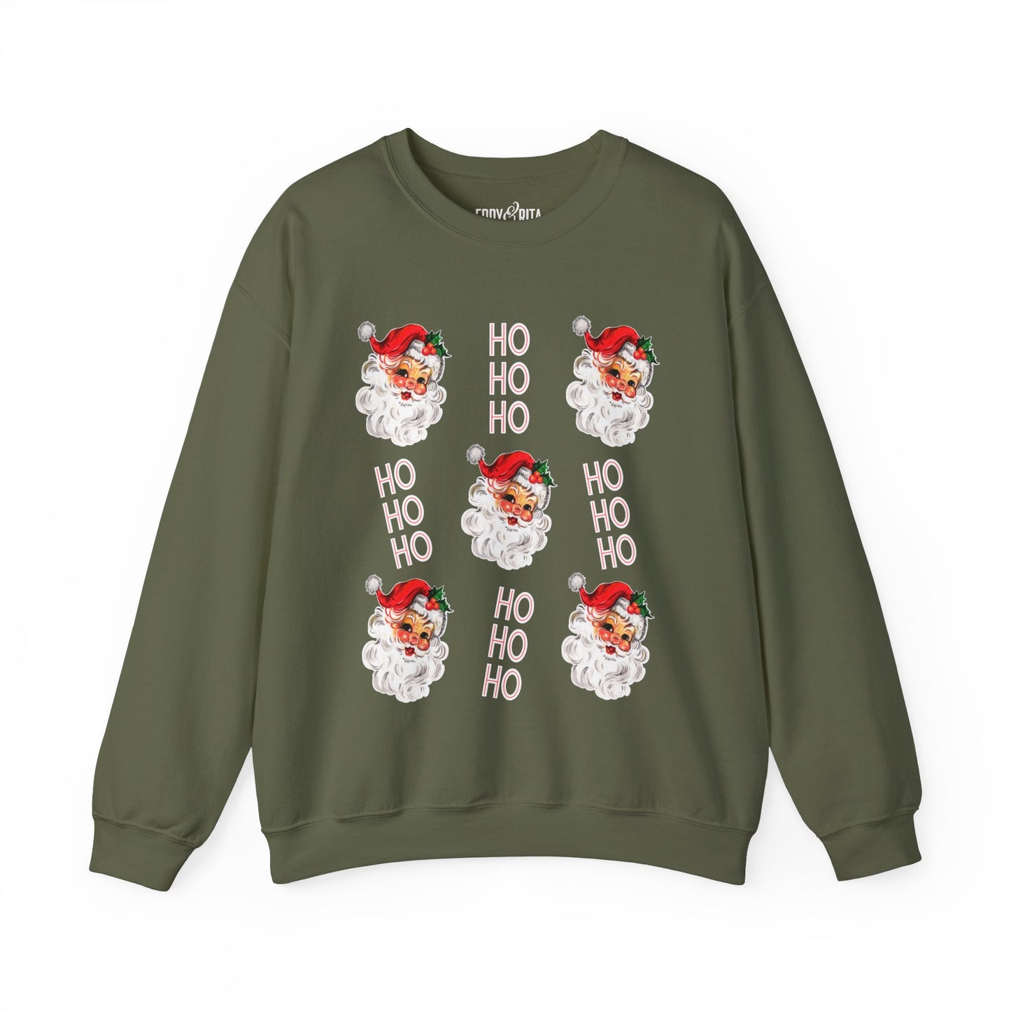 Women's Heavy Sweatshirt – "Ho Ho Ho Santa" Festive Christmas Graphic Sweatshirt