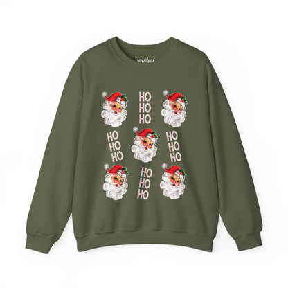 Women's Heavy Sweatshirt – "Ho Ho Ho Santa" Festive Christmas Graphic Sweatshirt