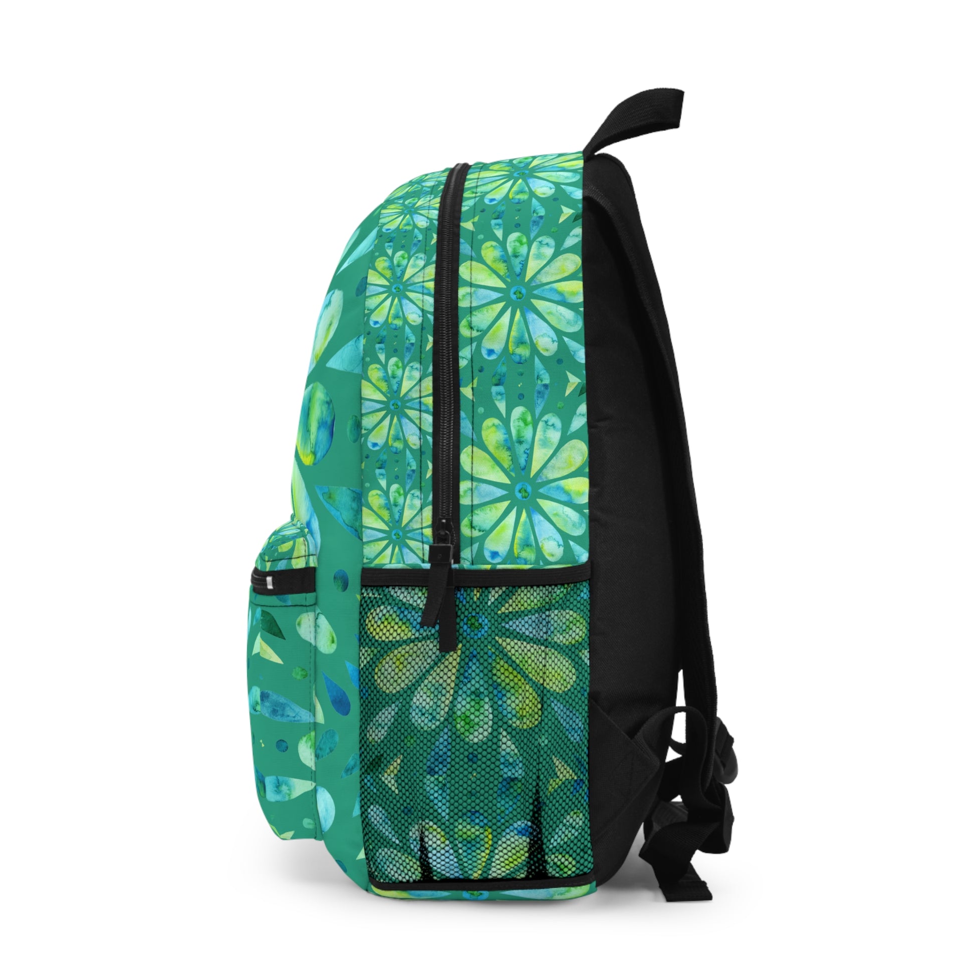 Eddy and Rita Women's Turquoise and Lime Watercolor Mandala Backpack - Premium Designer Bag for Stylish Moms, Nurses, and Professionals