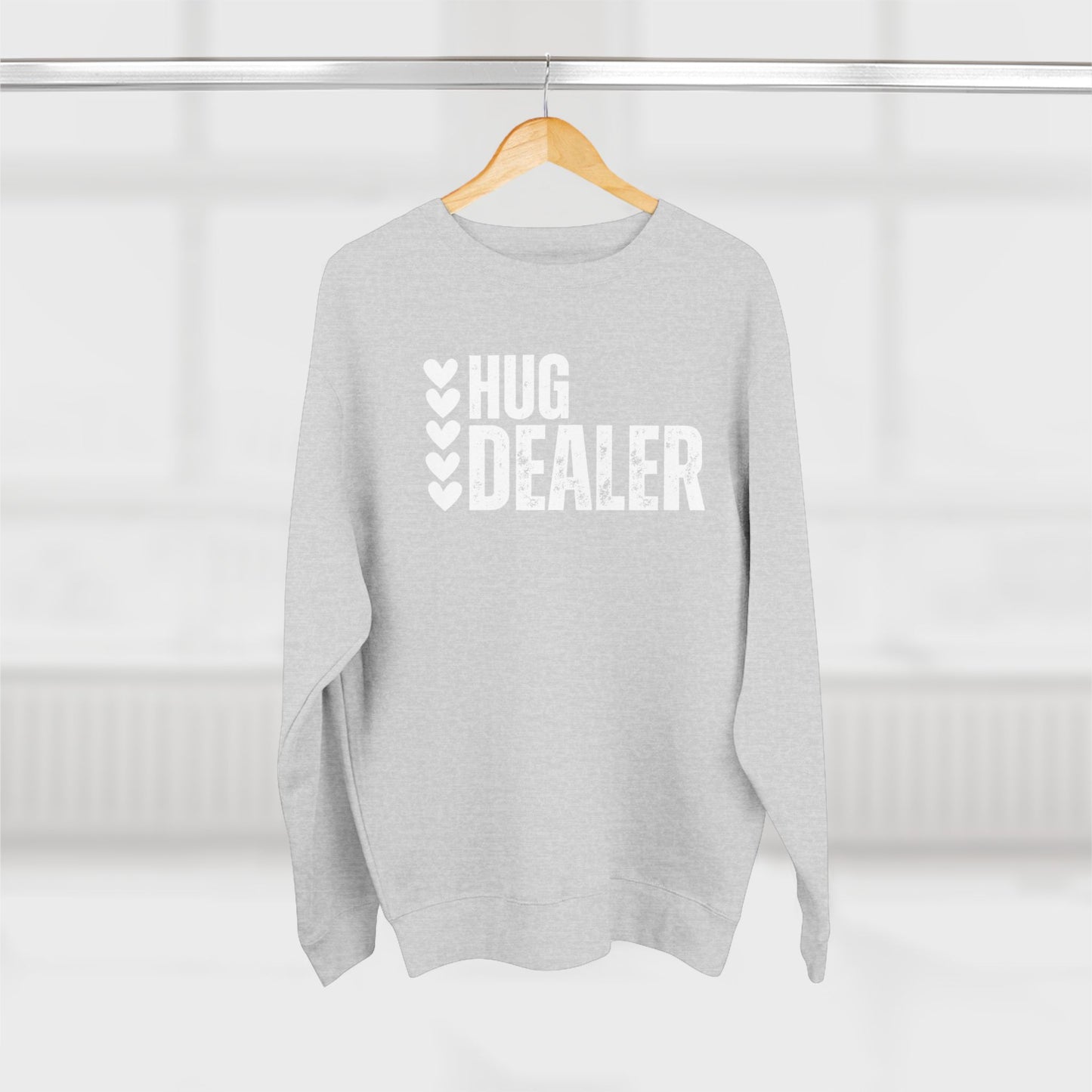 Women's Valentine's Day Graphic Sweatshirt – 'Hug Dealer' Cute and Cozy Pullover – Romantic Gift Idea, Casual Holiday Outfit