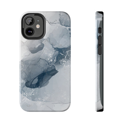 Gray and White Marble Pattern Cell Phone Case - Elegant and Sleek Device Cover